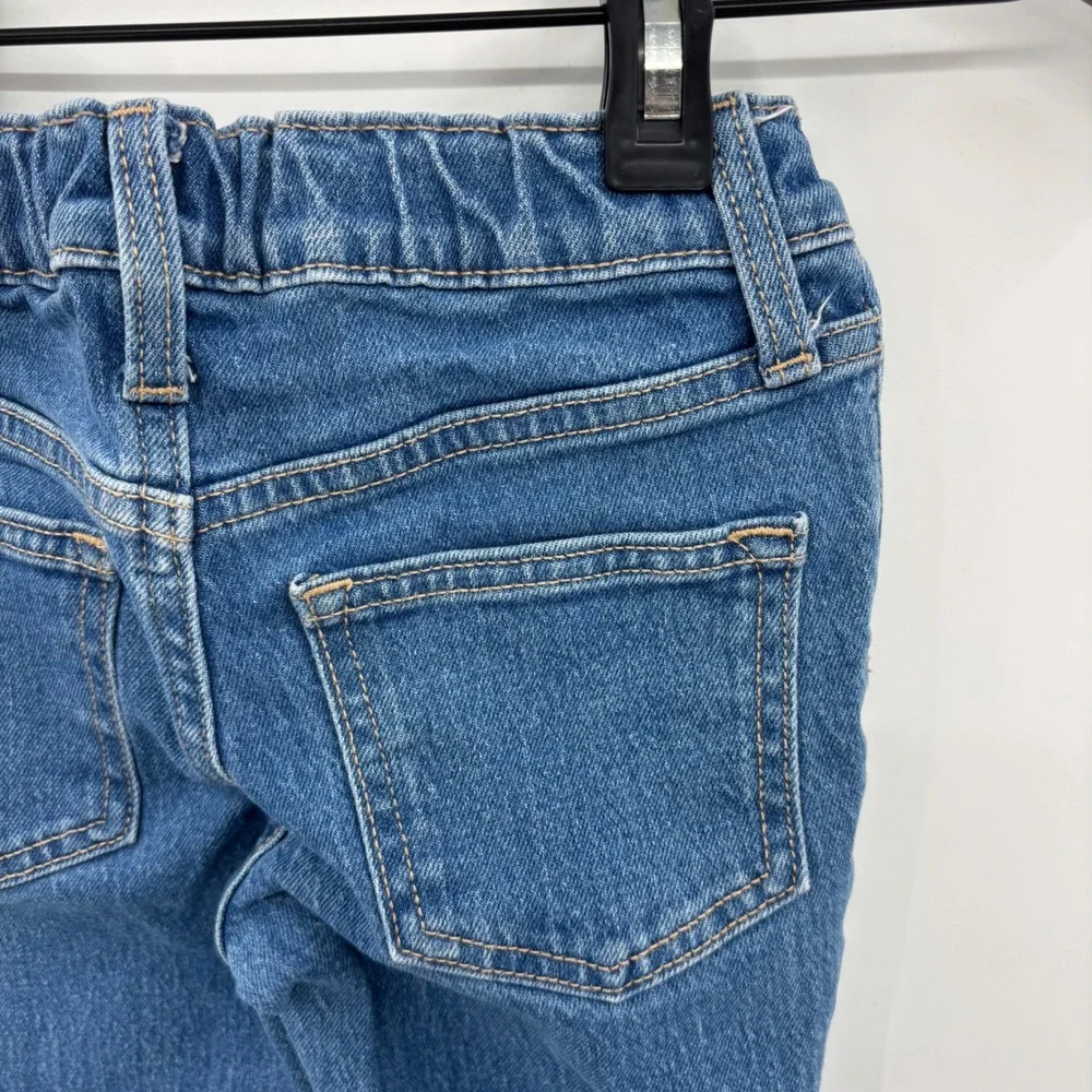 Old Navy Girls‎ Embroidered High Rise Flare Jeans 6 Medium Wash Floral Boho 70s